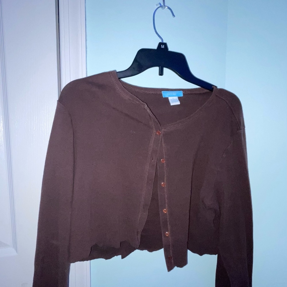 brown cardigan